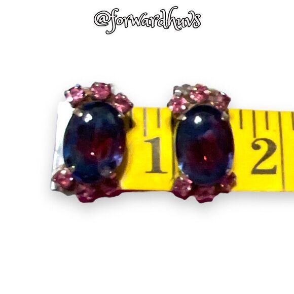 Vintage Dichroic Glass Clip-On Earrings – Striking Mid-Century Design - Picture 9 of 10